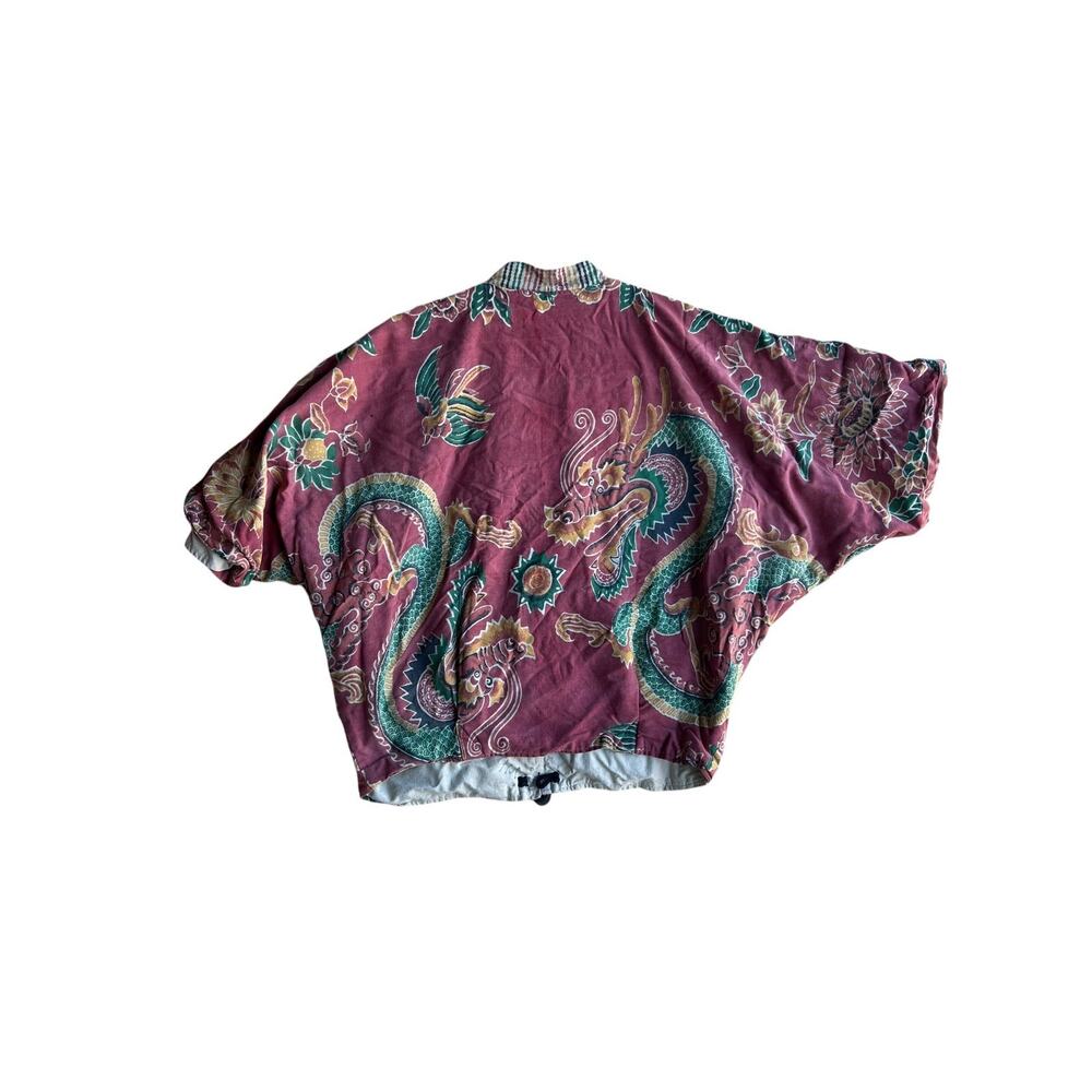 Vintage Women's Quilted Kimono Jacket Phoenix and Dragons One Size fits most - Picture 13 of 13